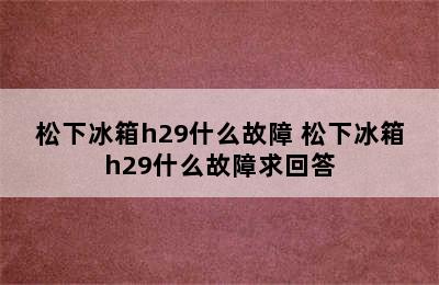 松下冰箱h29什么故障 松下冰箱h29什么故障求回答